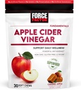 Force Factor Organic Apple Cider Vinegar Soft Chews for Digestion and Metvolation Support, Apple Cider Vinegar with Mother, ACV Supplement, Gluten-free, & Vegan, Caramel Apple Flavor, 30 Μαλακά Chews