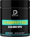 Serrapeptase συμπλήρωμα 240.000 SPU - 150 κάψουλες για την ομαλή αναπνοή, την υγεία της καρδιάς & το ανοσοποιητικό σύστημα Υποστήριξη - 75-serving Supply