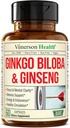 Συμπληρώματα Ασιατικού Ginseng και Ginkgo Biloba – Panax Ginseng Extract 700mg + Ginko Biloba 720mg – Nootropic Brain Supplement for Memory, Focus & Continued Energy – 60 Easy-to-Swallow Κάψουλες