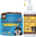 Natural Dog Company Multivitamin Chews and Ultra Omega Oil for Active Dogs - Nutrient-Rich Dog Treats with Omega-3 and Essential Vitamins, Supports Cognitive Health and Overall Vitality for All Breeds
