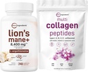 Micro Συστατικά Multi Collagen Protein Powder 16oz & Lions Mane συμπλήρωμα 240 κάψουλες Veggie Bundle 2 πακέτο 