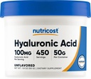 Nutricost Hyaluronic Acid Powder 50 Grams - Διαλυτή νερού, λεπτή σκόνη, χωρίς γλουτένη, μη ΓΤΟ