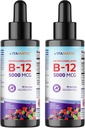 Vitamatic 2 συσκευασίες Υγρή βιταμίνη B12 ταχείας δράσης 5000 mcg (μεθυλοκοβαλαμίνη) - Φυσικό άρωμα μούρου - Sublingual συμπλήρωμα - ταχύτερη απορρόφηση - 2 OZ