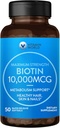Vitamin World Ultra Mega Biotin 10.000 mcg. 50 Softgels, βιταμίνη Β, Υποστηρίζει υγιή μαλλιά, δέρμα και νύχια, ταχεία απελευθέρωση, χωρίς γλουτένη