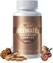 Mushroom Complex Supplement 2600mg, 120 Κάψουλες - 10 Μανιτάρια Blend - Reishi, Lions Mane, Cordyceps, Chaga, Turkey Tail, Maitake, Shiitake, Oyster Nootropic Complex - Εγκέφαλος, Ενέργεια, Focus Pills