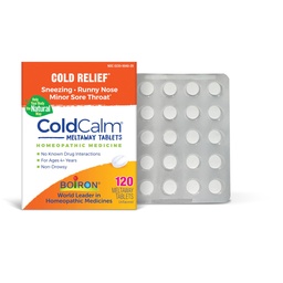 Δισκία Boiron ColdCalm για την ανακούφιση των κοινών ψυχρών συμπτωμάτων όπως το φτάρνισμα, η μύτη Runny, το πονόλαιμο και η Nasνική συμφόρηση - Μη- υπνηλία - 120 κόμης
