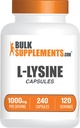 BulkSupplements.com L-Lysine HCl Κάψουλες - Αθλητικό συμπλήρωμα διατροφής, Lysine 1000mg - για την υποστήριξη του ανοσοποιητικού, χωρίς γλουτένη, 2 κάψουλες ανά υπηρεσία, 240 Count (Pack of 1)