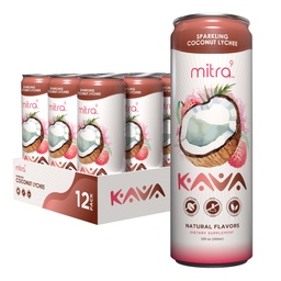 MITRA-9 Βοτανικά Ποτά - Coconut Lychee Sparkling Kava Drink With Kava Root Extract - Mood Enhancer - Plant Based - Promotes Natural Calm & Clarity (12 Fl. Oz) (12)
