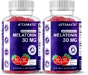 Vitamatic Sugar Free Melatonin 30mg per Gummy - 60 Servings - 60 Χορτοφαγικά Gummies - Μη-Habit Forming Συμπλήρωμα (60 Count (Pack of 2))