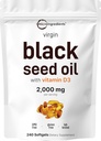 Micro Ingredients Black Seed Oil with Vitamin D3 1000 IU, 240 Softgels | 2,000 mg Black Seed Oil Per Serving | Nigella Sativa Oil | 2-in-1 Unrefined Seed Oil Formula | Non-GMO, cGMP Manufactured