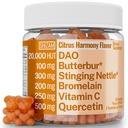 SHIZAM DAO Bromelain Enzyme Gummies με Butterbur Quercetin Stinging Nattle Root Extract, DAO Oxidase Ένζυμο, Tαμπλέτα σκόνης Tea Alt Συμπλήρωμα, Φύλλο 500mg