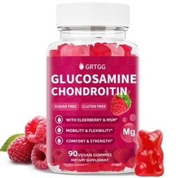Glucosamine Chondroitin Gummies με MSM & Elderberry Extra Strength 3000MG - Κοινή Υποστήριξη, Αντιοξειδωτικό συμπλήρωμα υποστήριξης ανοσοποιητικών για ενήλικες, άνδρες και γυναίκες - 90 Raspberry Gummies
