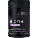 Sports Research® Biotin 2,500mcg with Organic Coconut Oil - Biotin (Vitamin B7) for Healthy Skin and Hair Support* - for Women and Men - Vegan, Non-GMO, Gluten & Soy-Free - 120 Veggie Softgels