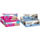 Quest Birthday Cake & Cookies & Cream Dipped Protein Bars, High Protein, Gluten Free, Keto Friendly, 12 Count Each