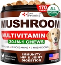Mushroom for Dogs - 170 Chews - Turkey Tail - Mushroom Supplement for Dogs - Lions Mane - Reishi - Ανοσία Υποστήριξη Πολυβιταμίνες Βιταμίνες - Κοινή Υγεία - Ενέργεια - Ορός - Δέρμα - Κατασκευασμένο στις ΗΠΑ