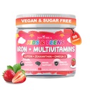 90 Count | Iron Gummies for Kids, Kids Multivitamin with Calcium, Zinc, Folate, Omega-3 & Lutein, Support Energy, Immnity, Iron Deficiency, Anemia & Brain Health, Vegan, Sugar-Free, Strawberry Flavor