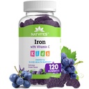 Kids Iron Gummies with Vitamin C - Delicious Grape Flavor - Energy & Blood Health Support - Gluten Free Non-GMO Vegetarian Children's Iron Supplement for Kids and Toddlers Age 2+ (120 Count)