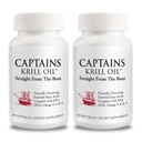 Captains Pure Antarctic Krill Oil Softgels | Omega 3 EPA, DHA with Astaxanthin & Phospholipids| No Additives or Chemicals | 1000mg per Serving, 60 Capsules, 2-Pack
