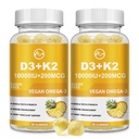 M inch Vitamin D3 K2 Gummies, Vitamin D3 10000IU, K2 (MK-7) 200mcg, 6-in-1 Vitamina D3 con K2 Supplement with Omega-3 for Women and Men - Bones, Teeth & Immune Support, Sugar Free, 2 Pack