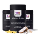 Vitamin D3+K2 with Coconut Oil - Vegan Vitamin D 5,000 IU & MK7 Vitamin K 110mcg for Bone, Heart & Immune Support, Non-GMO, Third Party Tested, Soy Free, High Absorption 60 Veggie Softgels