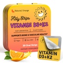 Vitamin D3 K2 Supplement 5000 IU - Fast-Absorbing Oral Strips for Bone & Heart Health - Vitamin D K2 Plant-Based Formula - D3K2 - High-Potency Vitamina D3 con K2- Non GMO - Sugar-Free (30 Count)