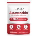 Premium Astaxanthin Supplements 12mg 120 Softgels, Astaxanthin Antioxidant Supplement for Eye, Skin, Joint, Brain, Fresh Microalgae Source for Heart & Immune System Health