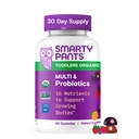 SmartyPants Organic Toddler Multivitamin Gummies: Probiotics, Omega 3 (ALA), Vitamin D3, C, Vitamin B12, B6, A, K & Zinc, Beta Carotene, Gluten Free, Three Fruit Flavors, 60 Count (30 Day Supply)