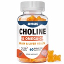 ABYSSUS Choline Gummies for Kids & Adults, Sugar Free Choline Bitartrate Supplements with Algal Omega-3 DHA EPA & Active B6 B12, Brain & Liver Support, Vegan, 60 Count