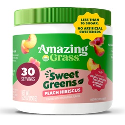 Εκπληκτικό γρασίδι Γλυκά Πράσινα και Superfoods Σκόνη για Digestive Υγεία, Πράσινοι Σκόνη, Digestive Ένζυμα, Προβιοτικά, Spirulina, Chlorella, Ροδάκινο ιβίσκος, 30 Υπηρεσίες