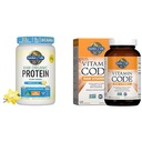 Garden of Life Organic Vegan Vanilla Protein Powder 22g - Vitamin Code Vitamin C 120 Capsules Bundle