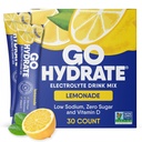 GoHydrate Low Sodium Electrolytes Powder Packets Sugar Free - Instant Hydration Daily Drink Mix - Zero Sugar Water Flavor Packet Singles with Vitamin D - (Lemonade, 30 Packs)