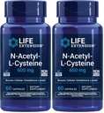 Life Extension N-Acetyl-L-Cysteine (NAC),Immune,Respiratory,Liver Health,NAC 600 mg,Potent antioxidant Support,Free-radicals,Easy to Absorb,60 Capsules,(Pack of 2)