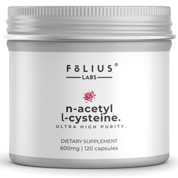FOLIUS LABS Clean Label N-Acetyl L-Cysteine (NAC) 600mg συμπλήρωμα – Πνεύμονες και αναπνευστική υποστήριξη – Immune Health Support – 120 Veg Κάψουλες