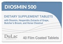 Dulac Diosmin 500, Micronized Diosmin Hesperidin Dietary Supplement 1000mg per serving, Horse Chestnut Extract, Butcher’s Broom & Red Grape Extract, Leg Circulation Support, 40 Tablets, Made in Italy