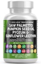 Clean Nutraceuticals Saw Palmetto Pumpkin Seed Oil Pygeum Sunflower Lecithin Stinging Nettle Cranberry - Prostate Supplements for Men with Lycopene - 90 Caps