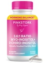 Pink Stork Myo-Inositol & D-Chiro Inositol: 3.6:1 Blend to Support Fertility, Hormone Balance for Women - Ovarian Function, Ovulation, Conception, and Period Support Supplement - 60 Capsules