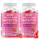2 Pack Myo-Inositol & D-Chiro Inositol Gummies for Women 2000mg + 50mg Ideal 40:1 Ratio with Vitamin D3, Magnesium Glycinate, Folate & Zinc for Female, Raspberry Flavor, 120 Count