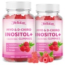 Myo-Inositol & D-Chiro Inositol Gummies, Ideal 40:1 Ratio Supplement for Women with Vitamin D3 & B12 for Support Hormonal Balance & Wellness, Sugar Free, Raspberry, 120 Count