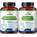 Zazzee 40:1 Ratio Myo and D-Chiro Inositol Supplement for Women | Myo Inositol Capsules Plus D-Chiro for Cycle Regulation Ovarian Support & Overall Hormone Balance for Women - Vegan & ISO Lab Tested