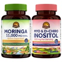 Vitalitown Moringa & Inositol Bundle - Moringa Capsules 11,000 MG + Myo-Inositol & D-Chiro for Women, Energy Boost, Immune Support & Hormone Balance, Vegan Supplements, 150 Capsules Total