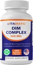 Vitamatic DIM Supplement Complex για γυναίκες & άνδρες - 300mg - 120 κάψουλες Veg - Φτιαγμένα με μαύρο πιπέρι, σκόνη μπρόκολου & Kale σκόνη - μη ΓΤΟ & χωρίς γλουτένη - Υποστηρίζει ορμονική ισορροπία