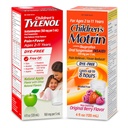 Tylenol Children's Liquid Pain Relief & Fever Medicine Oral Suspension, Free of Dyes, Natural Apple Flavor, 4 fl. Oz + Motrin Children's Oral Suspension Dye Free Berry Flavored, 4 fl. Oz