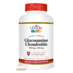 21st Century Double Strength Glucosamine Chondroitin (210 Count), Συμπλήρωμα διατροφής για την κοινή & Cartilage υγεία, υποστηρίζει ενεργό τρόπο ζωής, μη ΓΤΟ, χωρίς γλουτένη συμπληρώματα για άνδρες και γυναίκες