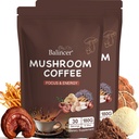 Mushroom Coffee, 6 Adaptogenic Mushrooms (Lion's Mane, Cordyceps, Turkey Tail & Other) Mixed with Premium Instant Coffee for Focus, Energy, Immune and Gut Health Support, 60 Servings