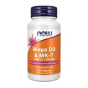 NOW Supplements, Mega D-3 & MK-7, 5000 IU / 180 mcg, Bone & Cardiovascular Support*, Vitamins K-3 & K-2, 120 Capsules