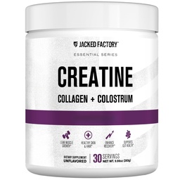 Jacked Factory Creatine for Women - Creatine Monohydrate with Collagen + Colostrum to Support Workout Performance, Lean Muscle Growth, Healthy Hair, Skin, & Nails - 30 Servings, Unflaved