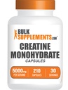 BulkSupplements.com Creatine Monohydrate Capsules - Micronized Creatine Monohydrate, Sports Nutrition - 7 Capsules per Serving, 5000mg, Gluten Free, 210 Count (Pack of 1)