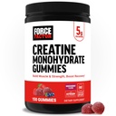 Force Factor Creatine Monohydrate Gummies, NSF Certified, 5g Dose for Men & Women to Support Muscle, Strength, Recovery, Cognitive Health & Memory, Mixed Berry, 150 Gummies