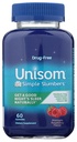 Unisom Simple Slumbers Drug Free Sleep Aid Gummies Melatonin 5mg Midnight Raspberry, Purple, 60 Count