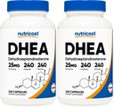 Nutricost DHEA 25mg, 240 Capsules - Gluten Free, Soy Free, Non-GMO, Supplement (Pack of 2)